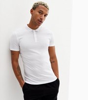 New Look White Muscle Fit Short Sleeve Polo Shirt
